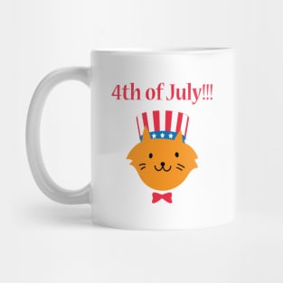 4th of July Superstar Cat in Hat and Bow Tie Mug